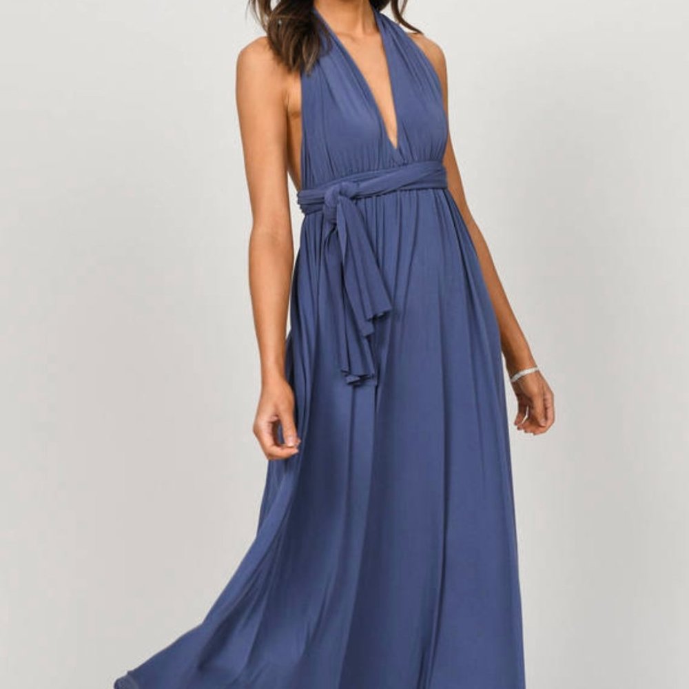 Make Me Crazy Slate Multi-way Maxi Dress